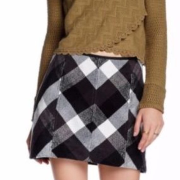 Free People Twiggy Herringbone Plaid Mini Skirt - Picture 4 of 10